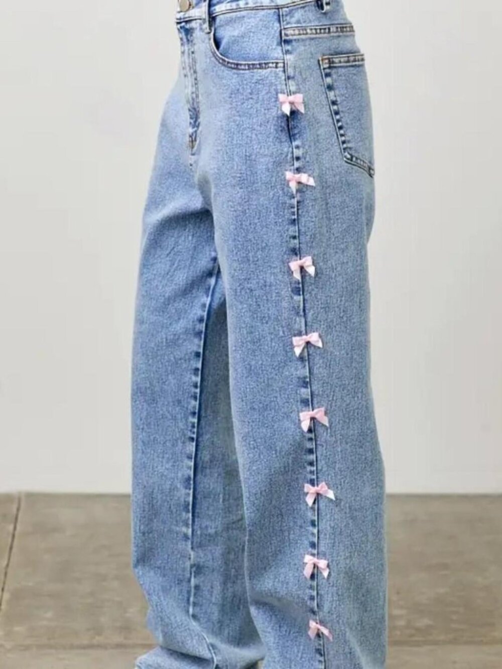 Love Soho blue denim jeans with pink bows, Size: 9 #denim #summer
